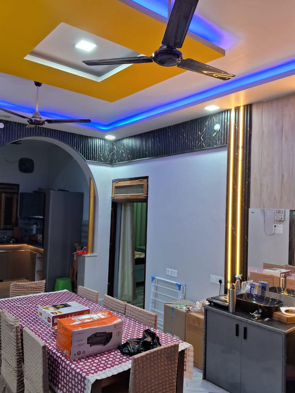 Interior dining area with false ceiling